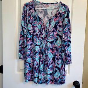 NWT Talbots Woman Tunic Soft Knit 3X in a Beautiful Blue/Pink Paisley